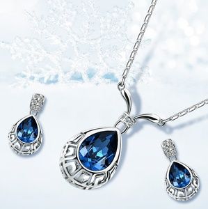 Gemstone Pendant Necklace And Earrings Set
